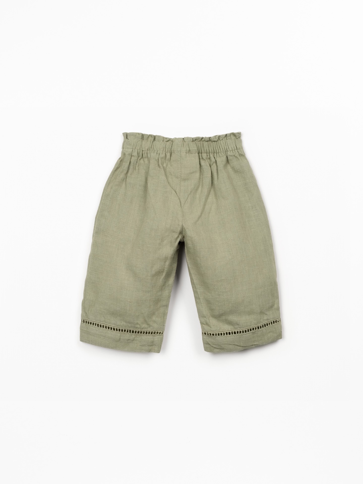 Linen trousers with elastic belt