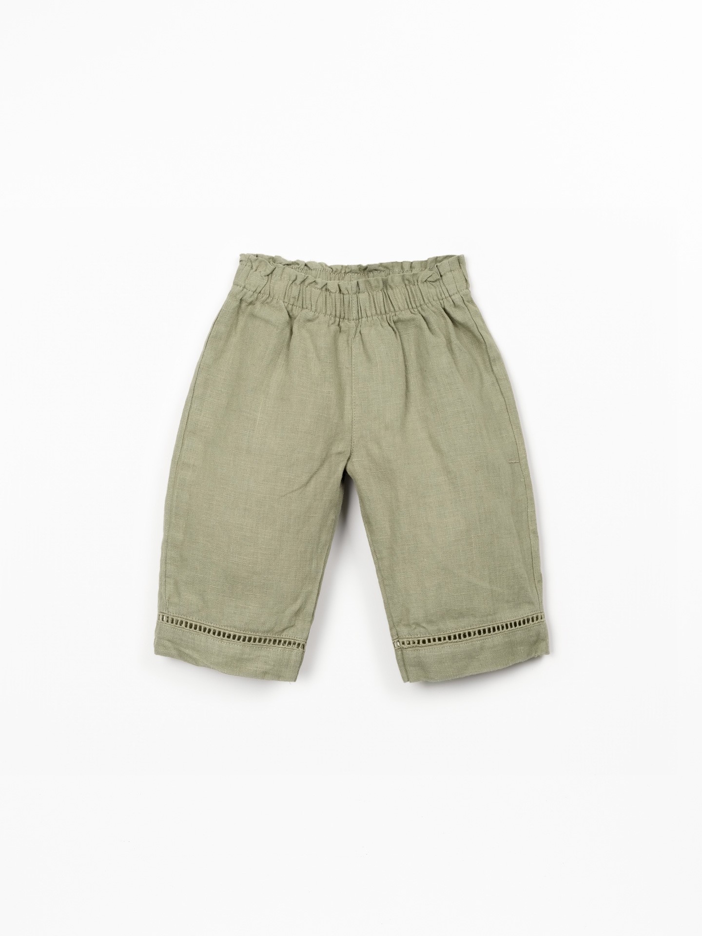 Linen trousers with elastic belt