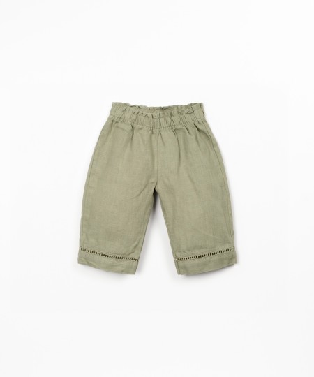 Linen trousers with elastic belt