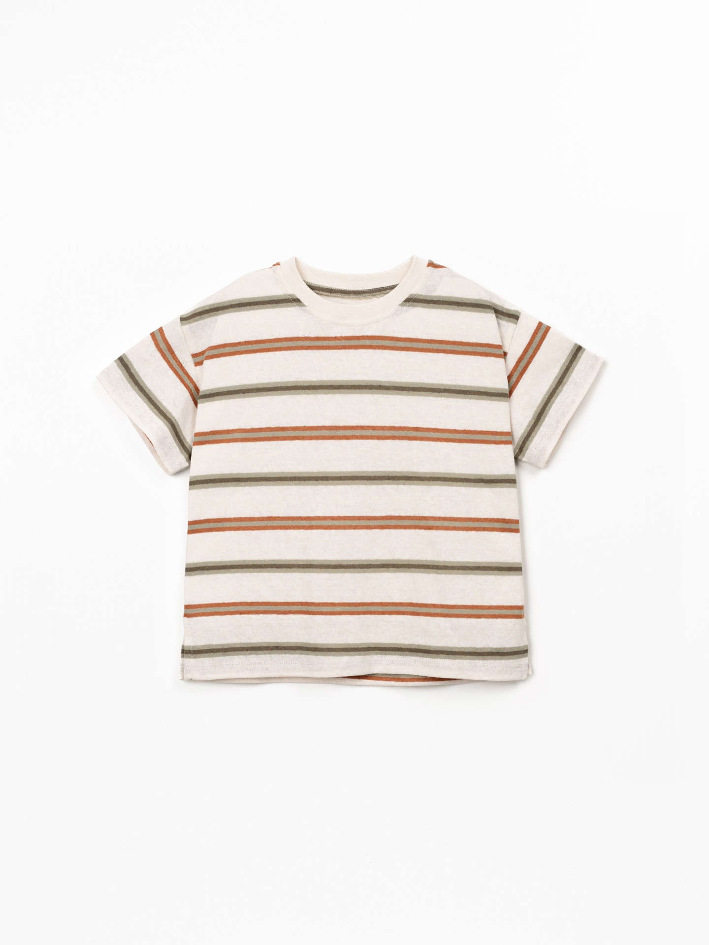 Camiseta mezcla de fibras naturales con estampado de rayas