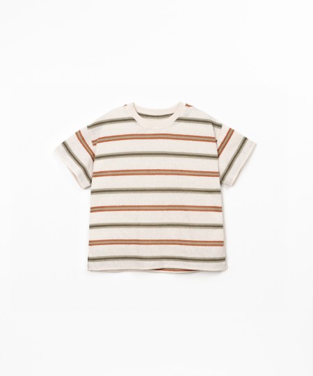 Natural fiber blend T-shirt with striped pattern