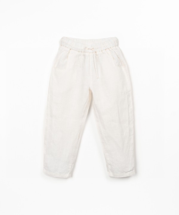 Linen trousers with elastic waistband
