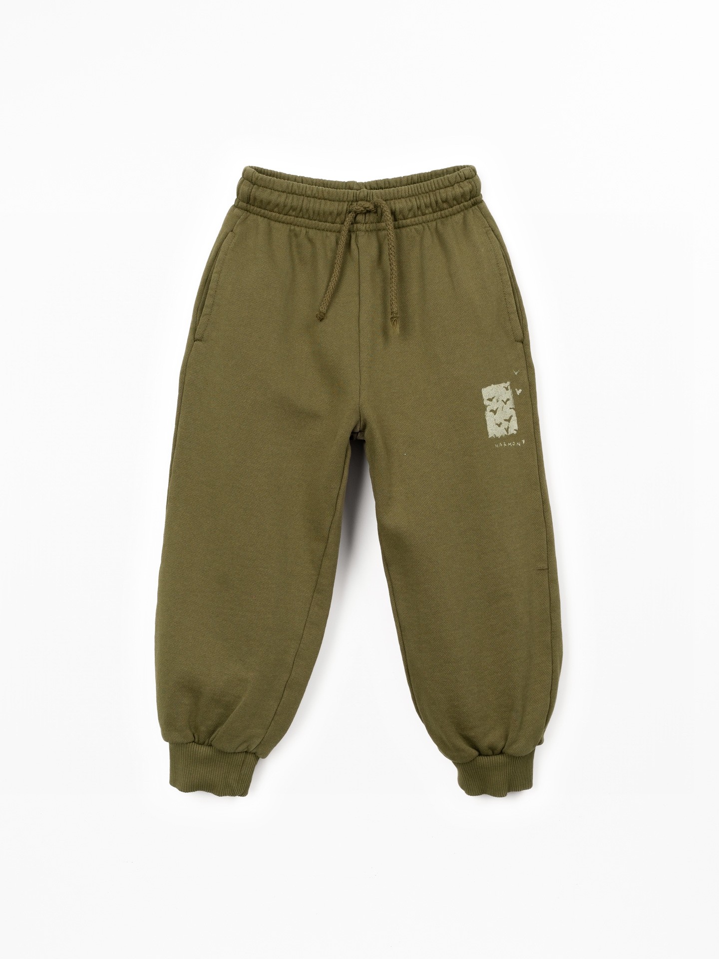 Trousers in natural fibers with design