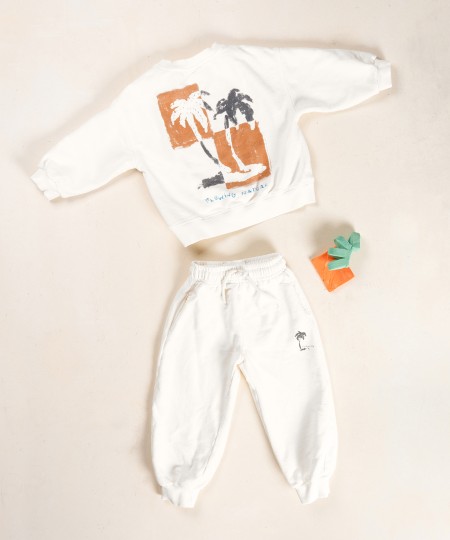 Pantalón de fibras naturales con dibujo