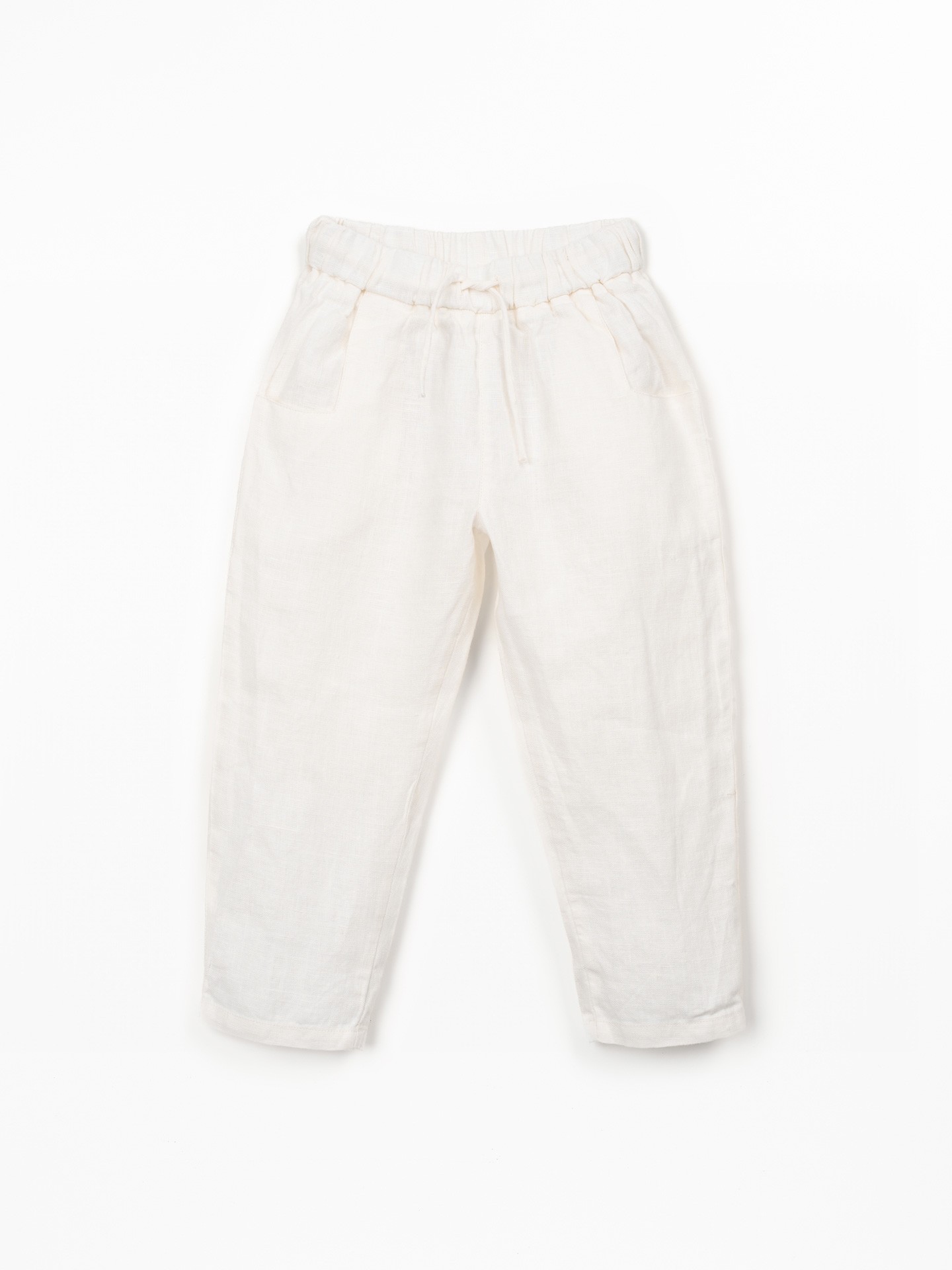 Linen trousers with elastic waistband