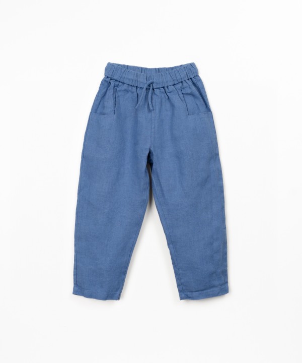 Linen trousers with elastic waistband
