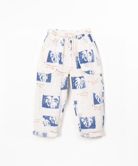 Organic cotton fabric trousers with print