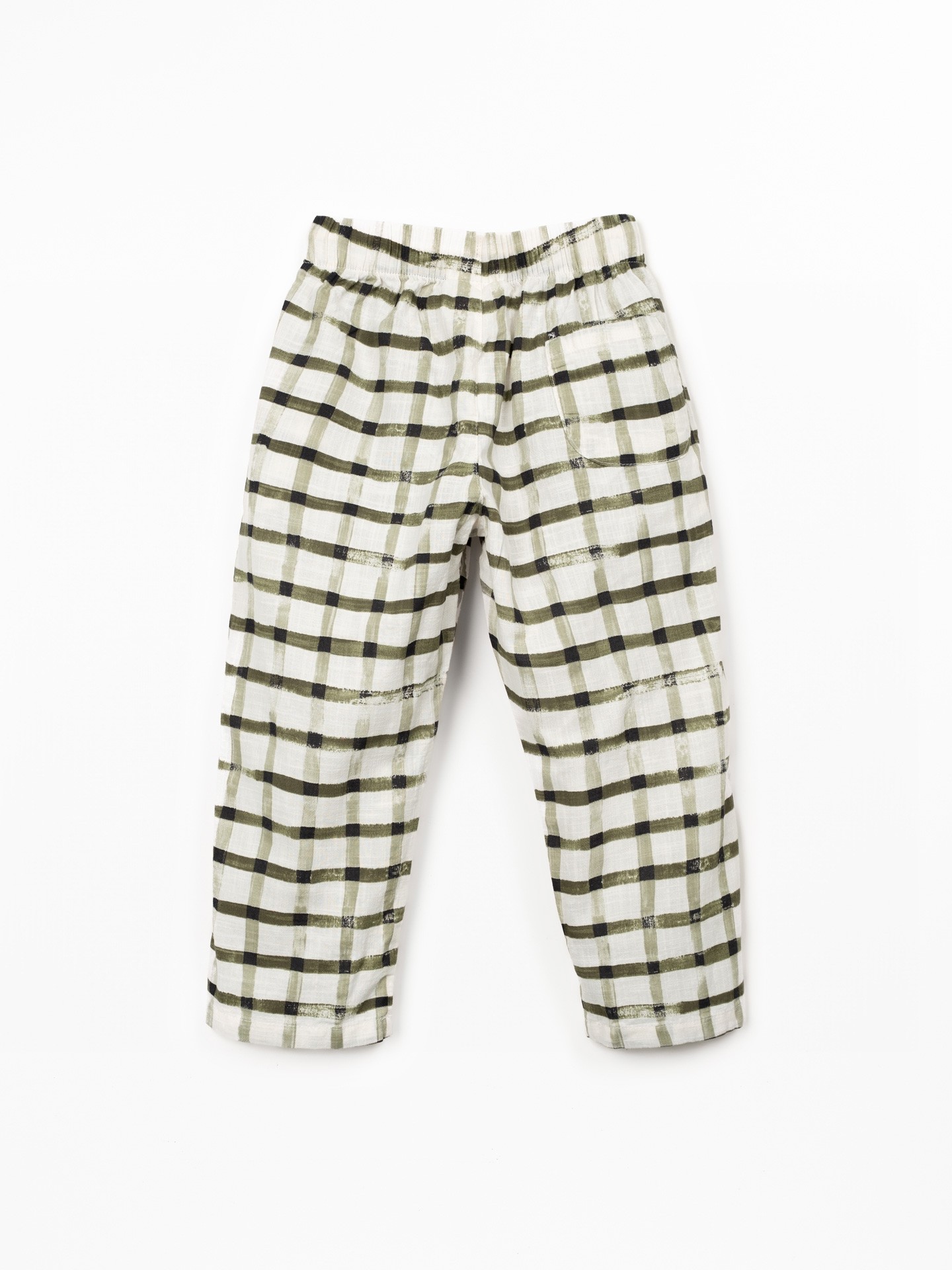 Fabric trousers with checkered print