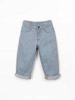 Denim trousers with adjustable belt