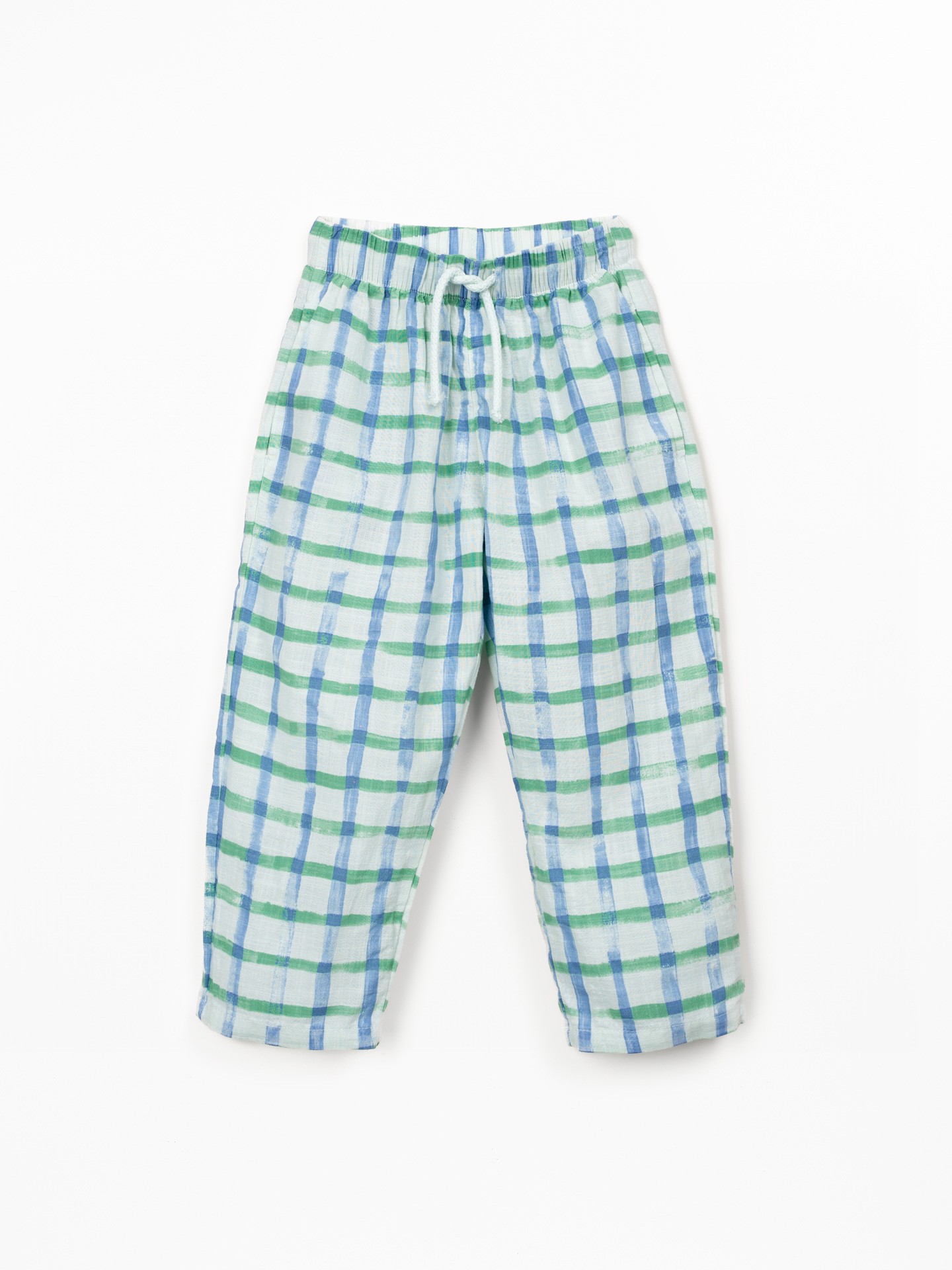 Woven trousers with checkered print
