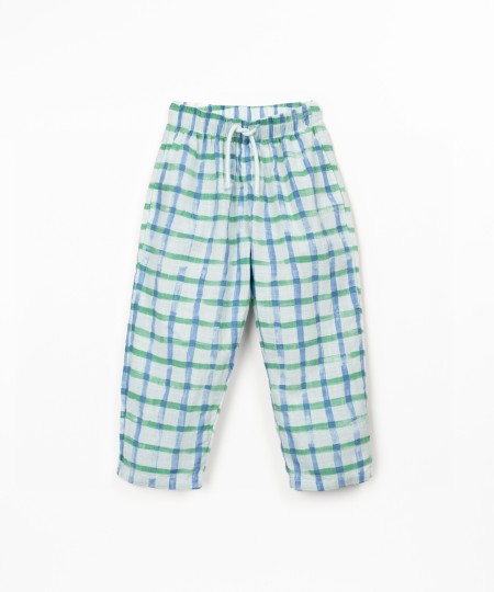 Woven trousers with checkered print