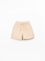 Fabric shorts with adjustable drawstring