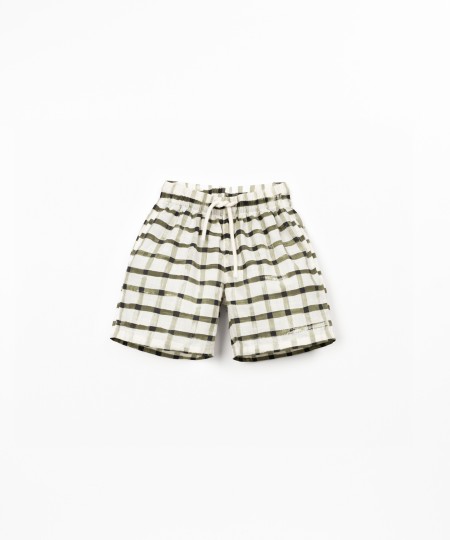 Checkered print fabric shorts
