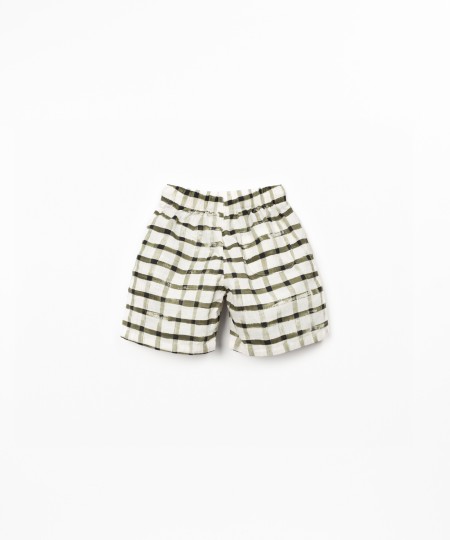 Checkered print fabric shorts