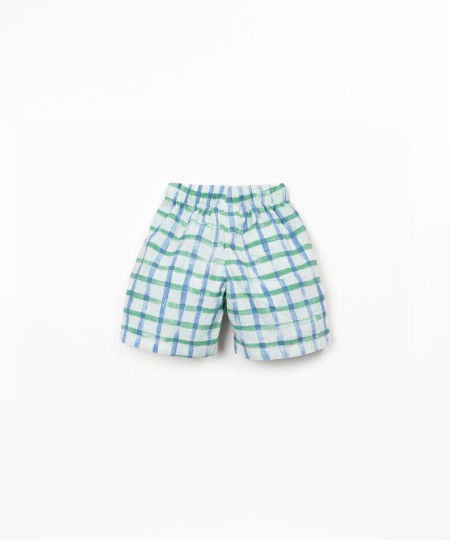 Checkered print fabric shorts