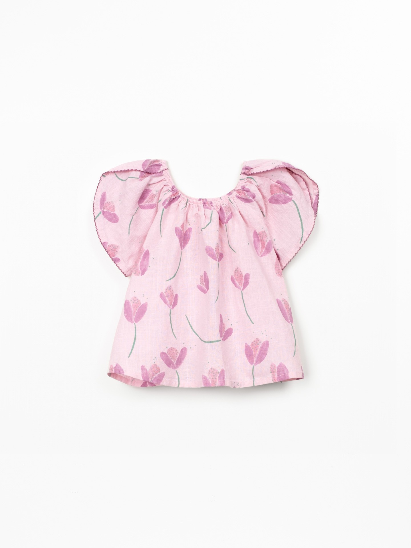 Túnica de algodão orgânico com estampado de tulipas