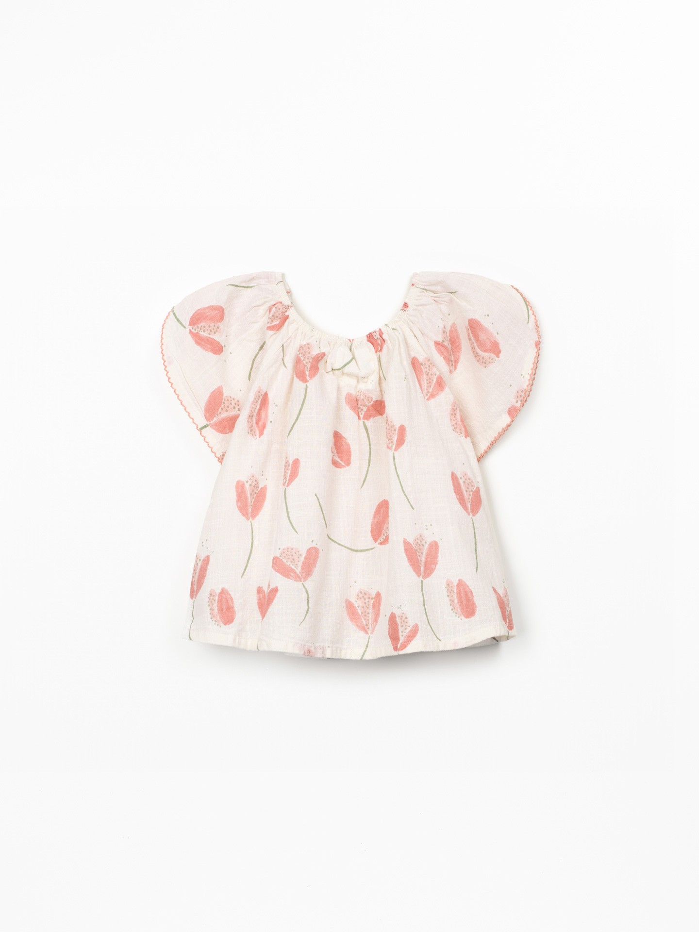 Túnica de algodão orgânico com estampado de tulipas