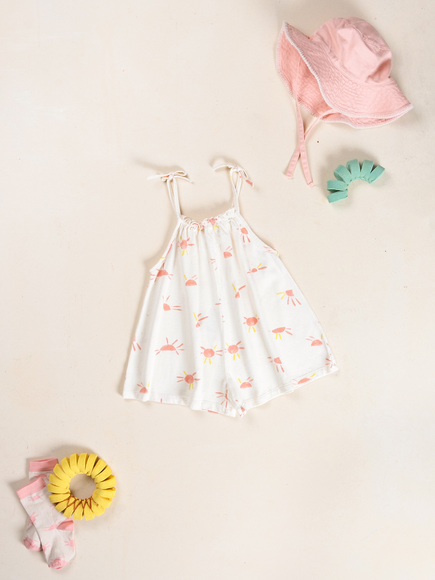 Cotton blend jersey jumpsuit with print