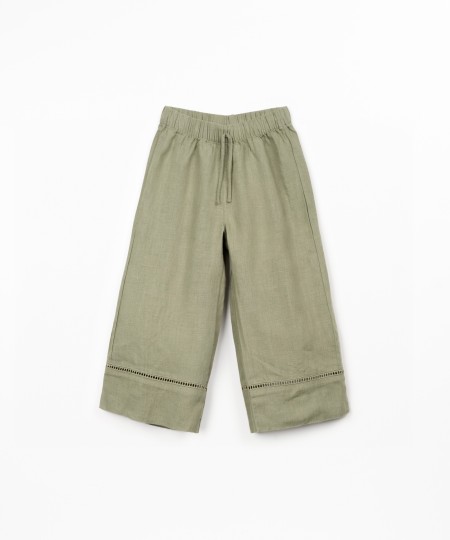 Linen trousers with elastic belt