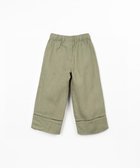 Pantaloni in lino con cintura elastica
