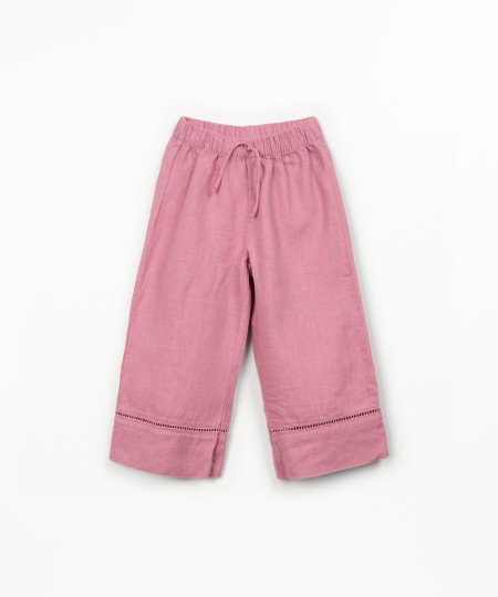 Linen trousers with elastic waistband
