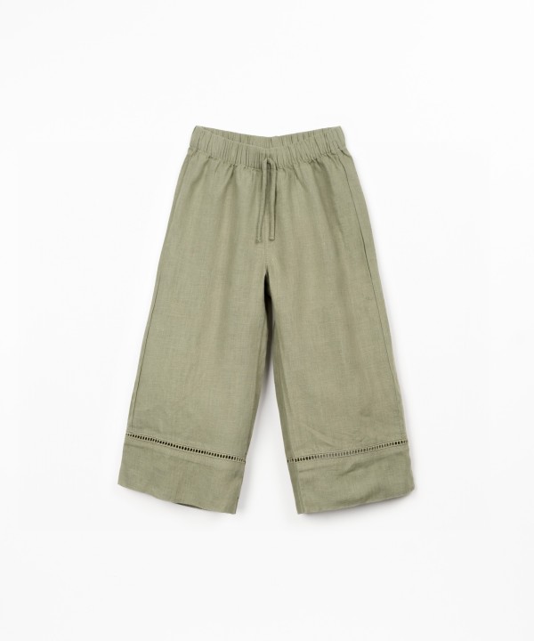 Linen trousers with elastic belt