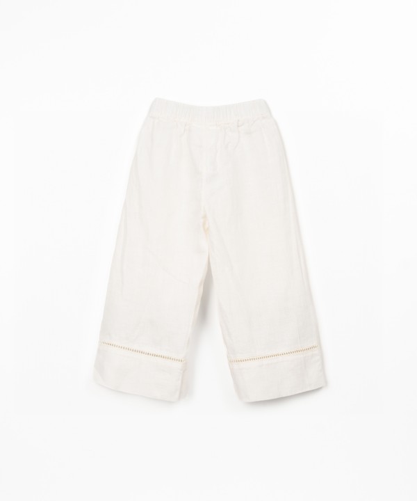 Linen trousers with elastic belt