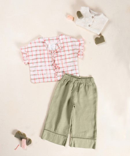 Pantaloni in lino con cintura elastica