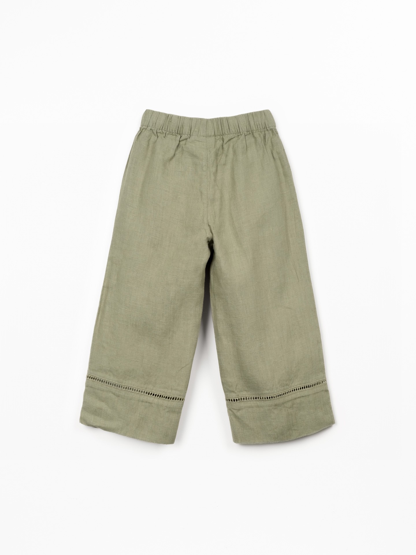 Linen trousers with elastic belt