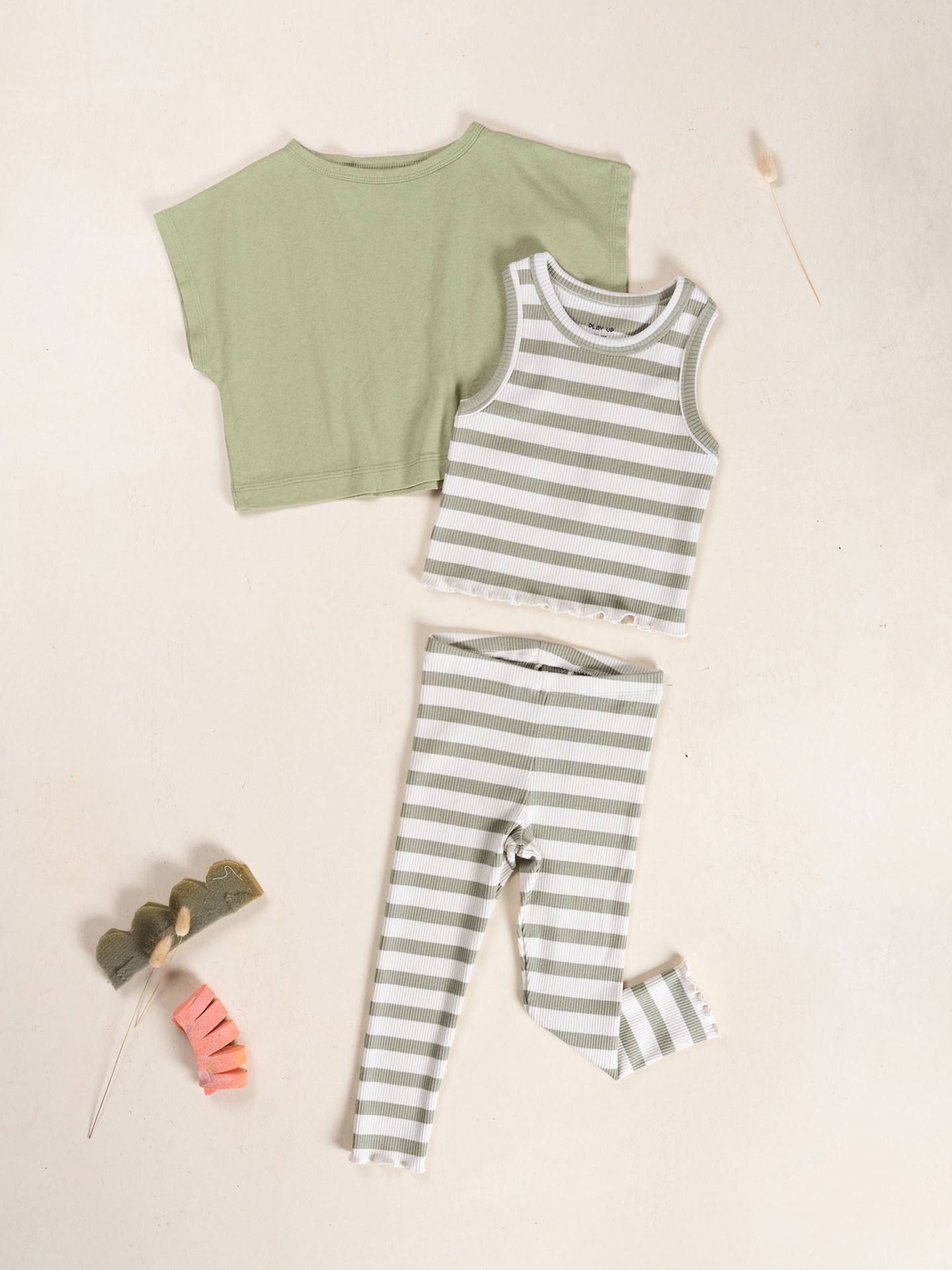 Striped leggings in cotton and modal blend