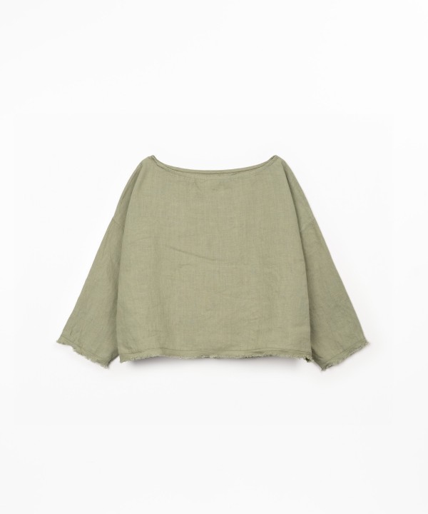 Linen sweater with boat neckline