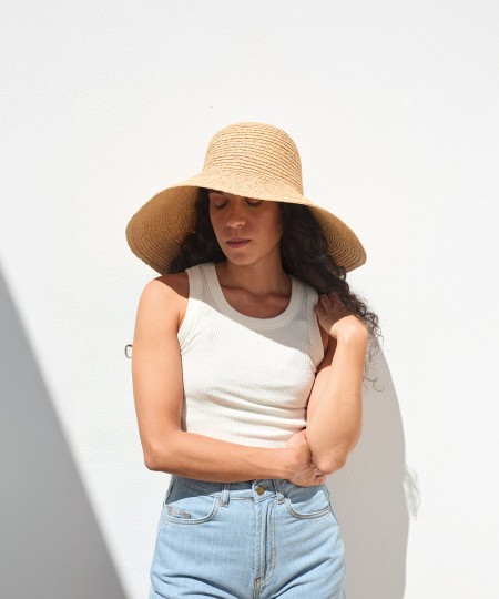 Sleeveless top in ribbed jersey