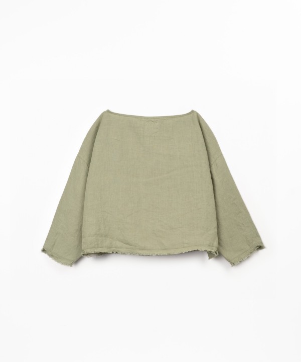 Linen sweater with boat neckline