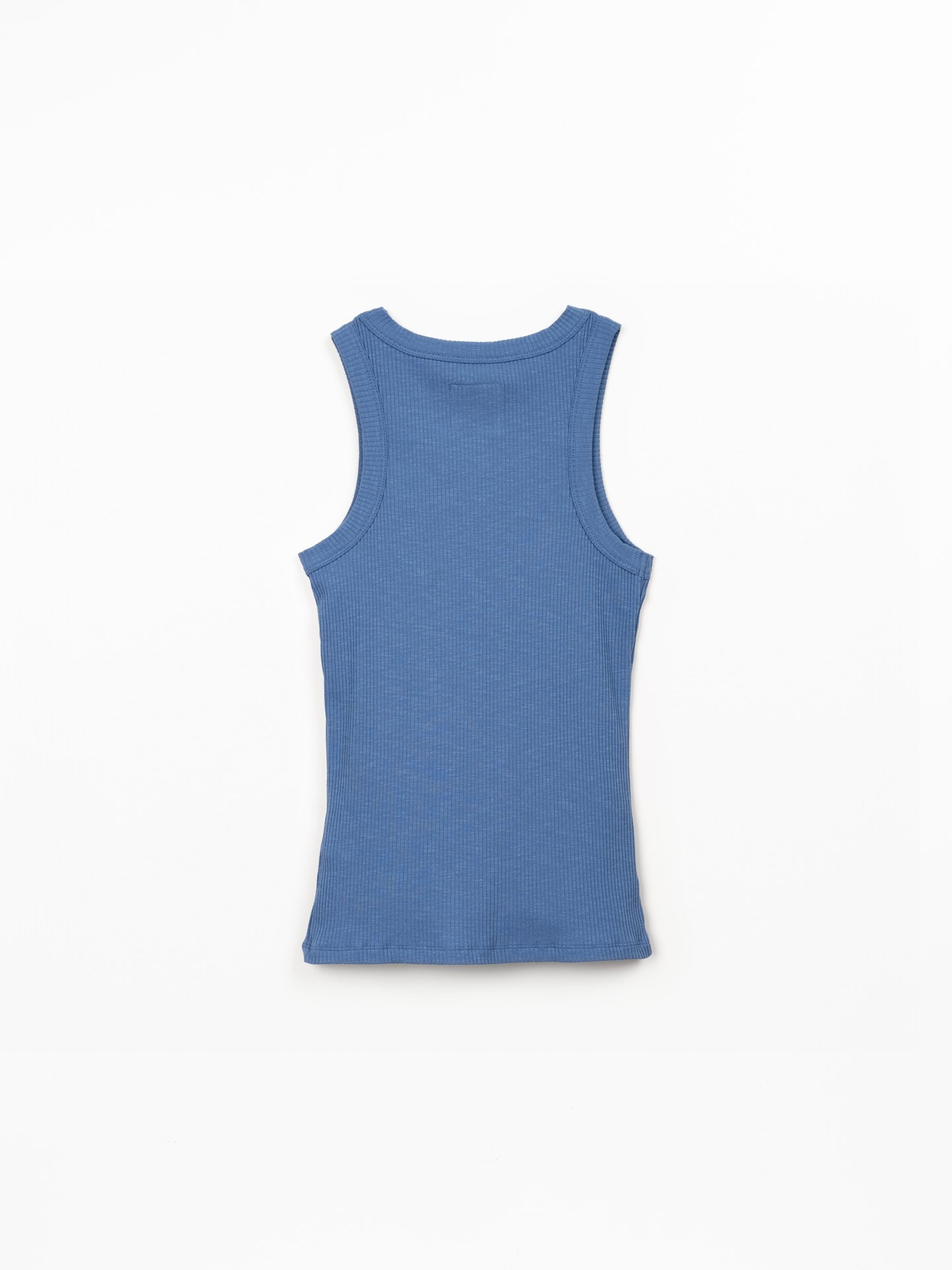 Top sem mangas em malha canelada