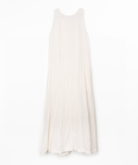 Long sleeveless dress in organic cotton