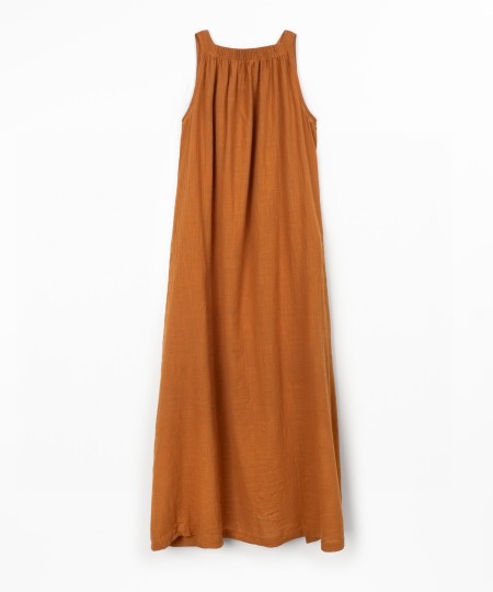 Long sleeveless dress in organic cotton
