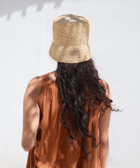 Long sleeveless dress in organic cotton