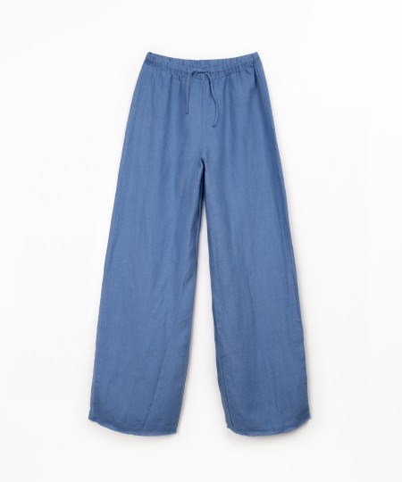 Linen trousers with adjustable belt