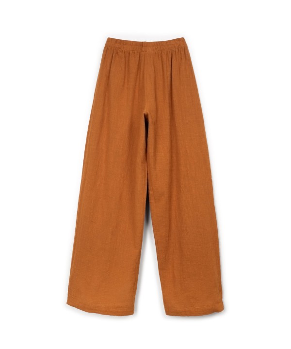 Organic cotton fabric trousers with elastic waistband