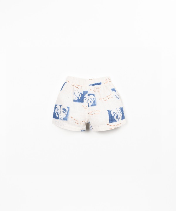 Fabric shorts with monstera print