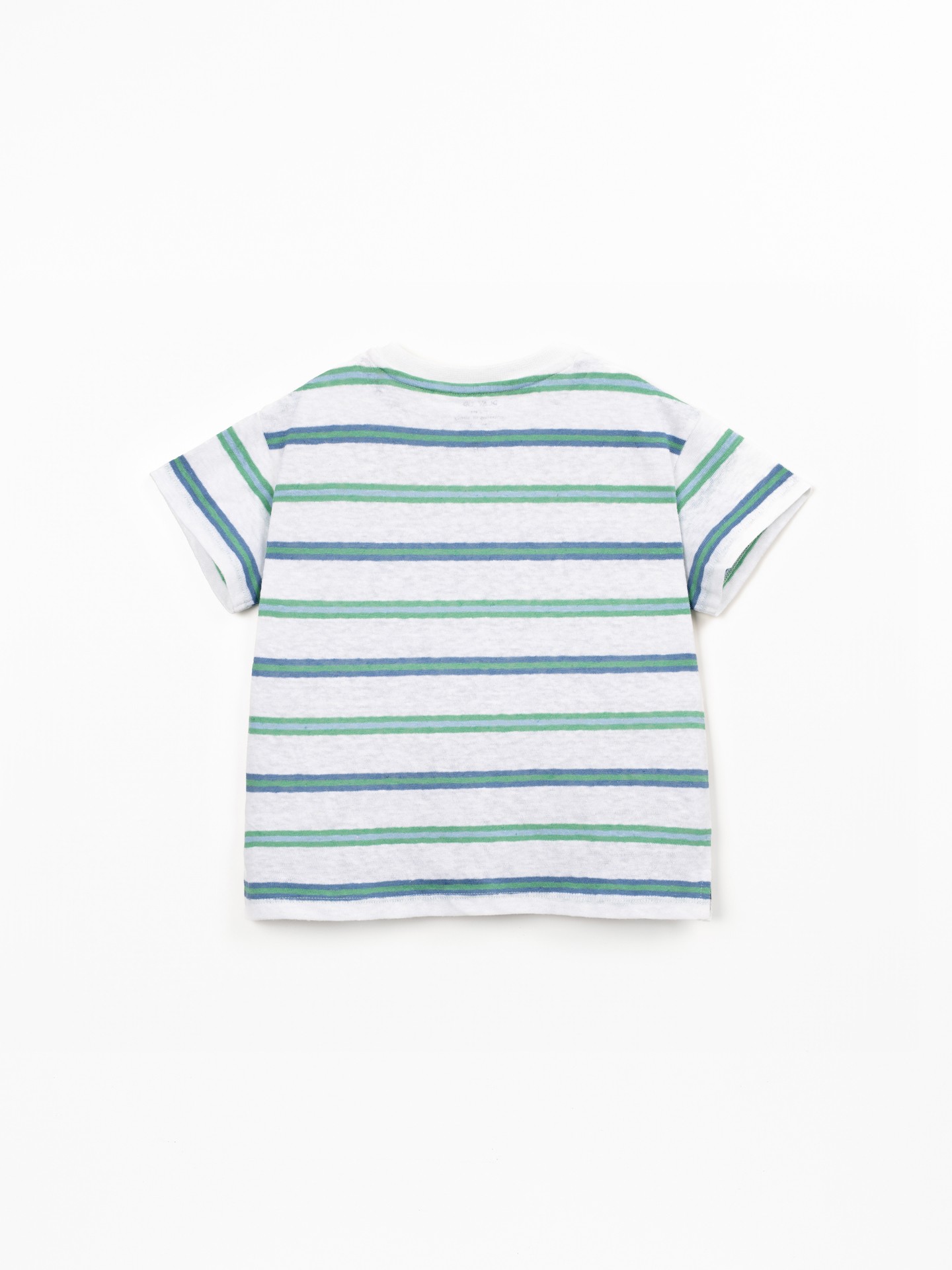 T-shirt mistura de fibras naturais com padrão de riscas