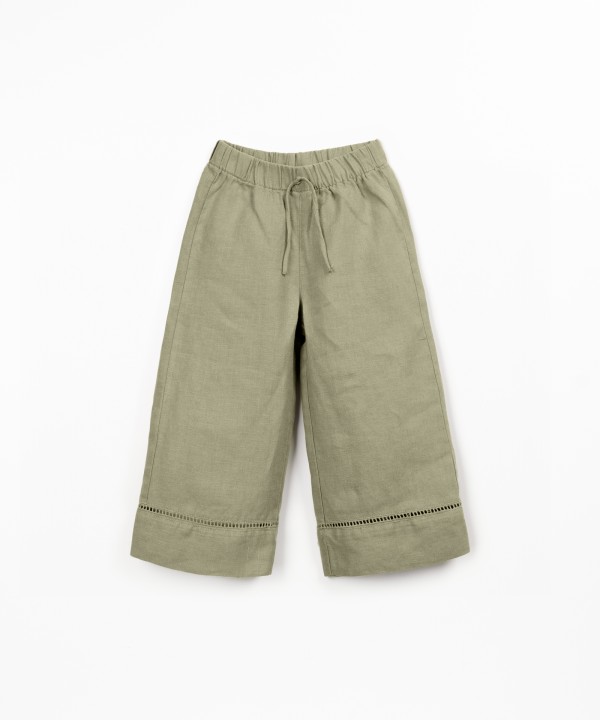 Linen trousers with elastic belt