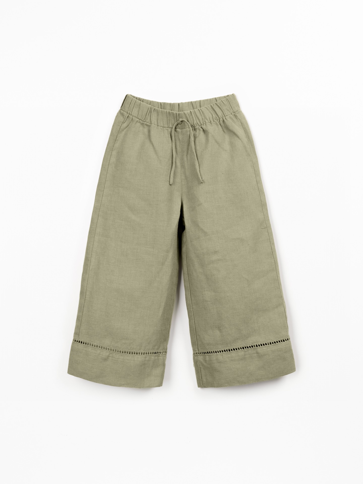 Linen trousers with elastic belt