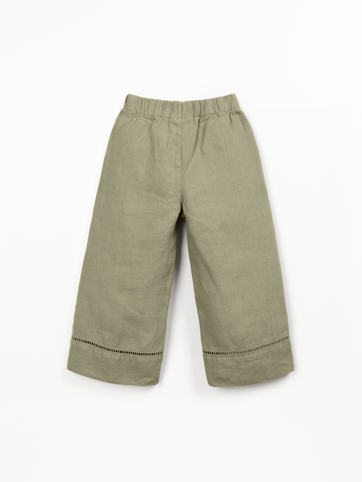 Linen trousers with elastic belt