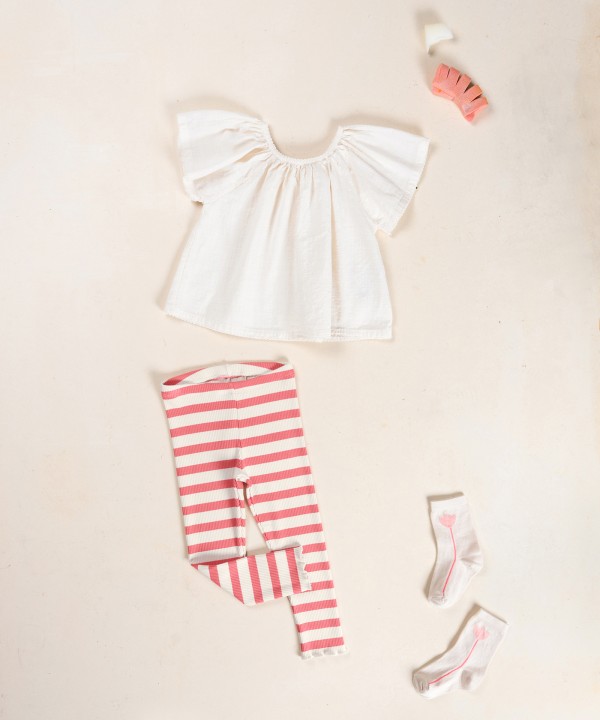 Striped leggings in cotton and modal blend