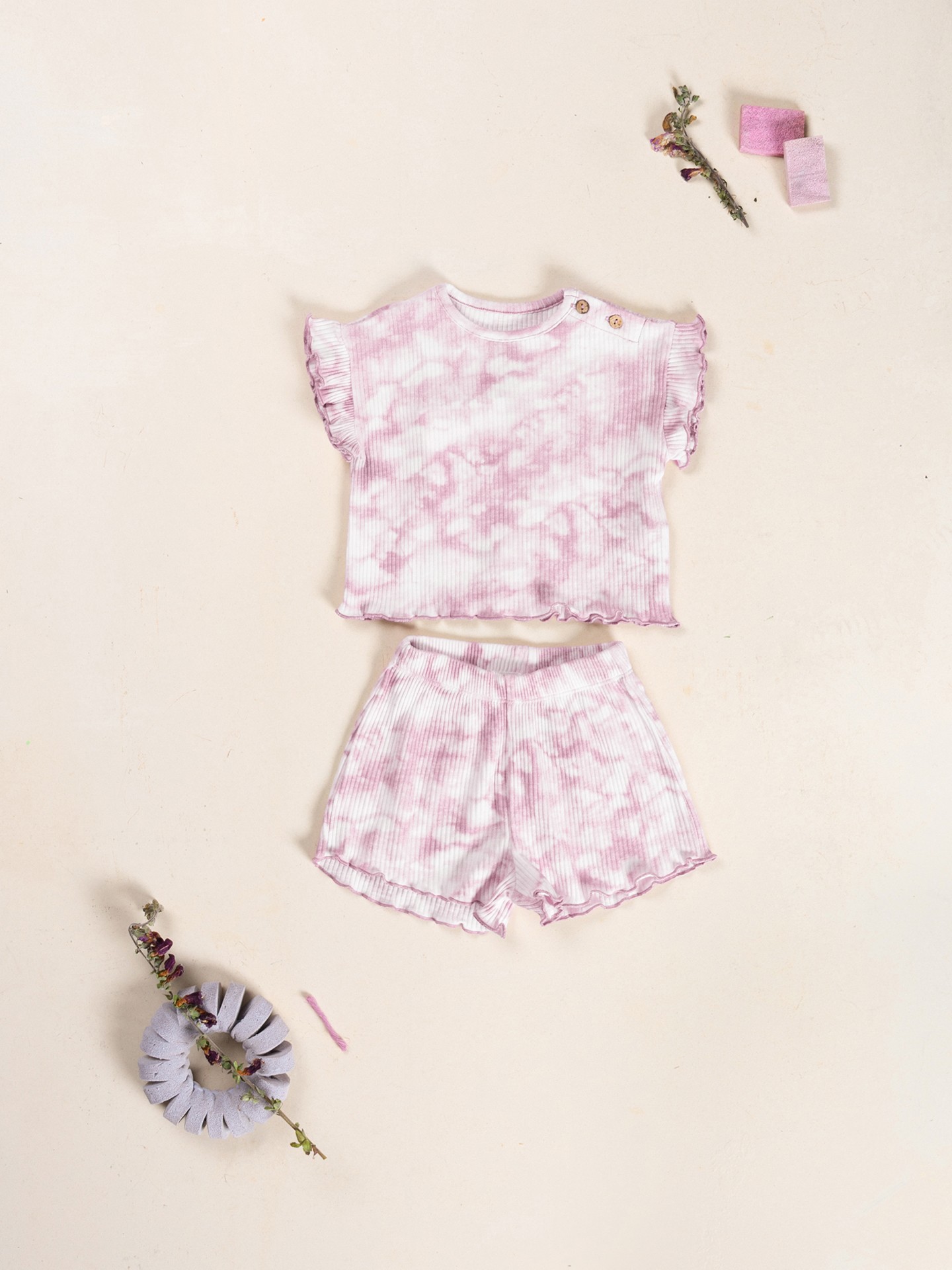 Pijama dem malha canelada com estampado