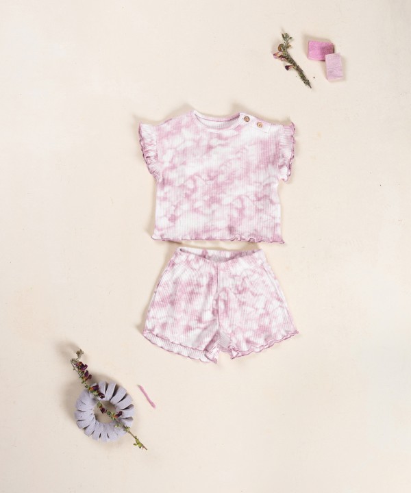 Pijama dem malha canelada com estampado