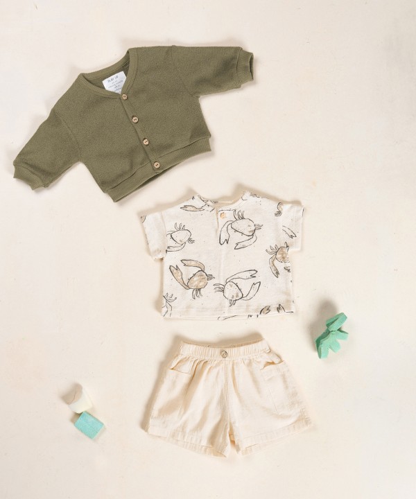 Cardigan in jersey with Re(Play) yarn