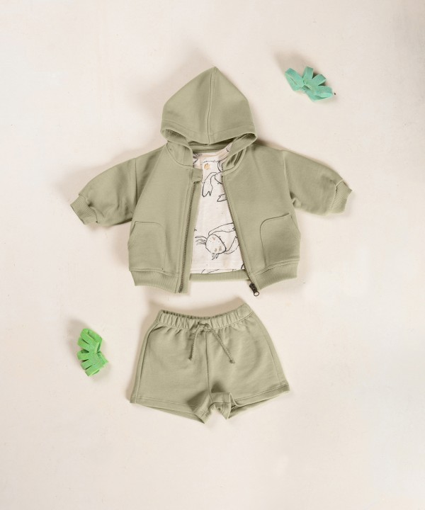 Jacket with zip fastening and hood