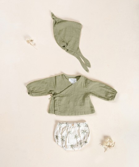 Pantalones cortos de algodón orgánico con estampado de palmeras